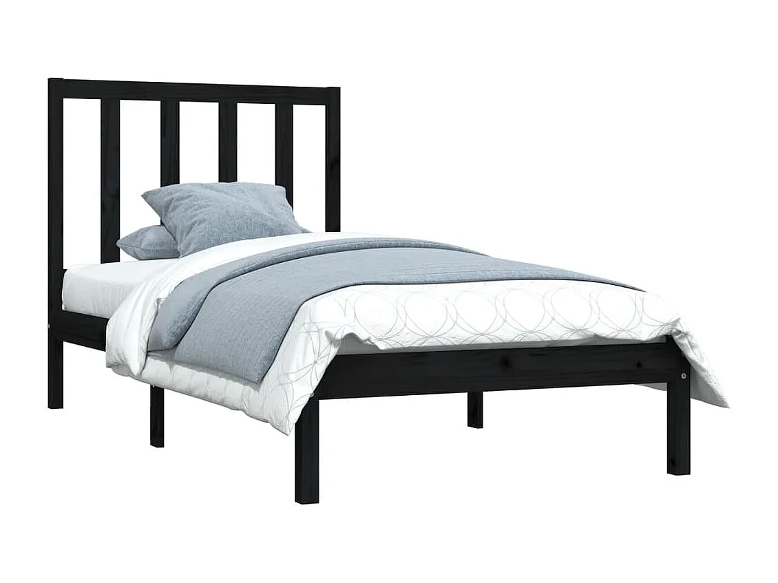 Bedframe massief grenenhout zwart 100x200 cm NL78303