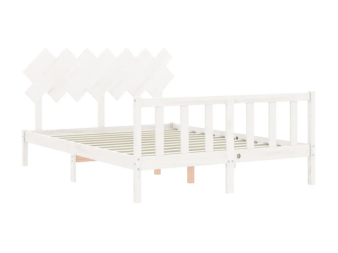 Lit-140x190 cm avec tête de lit blanc bois massif EGGB38399
