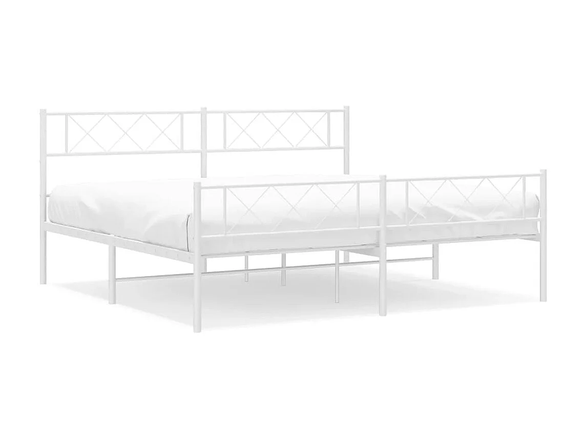 Cama com cabeceira e pés 193x203 cm metal branco PT947812