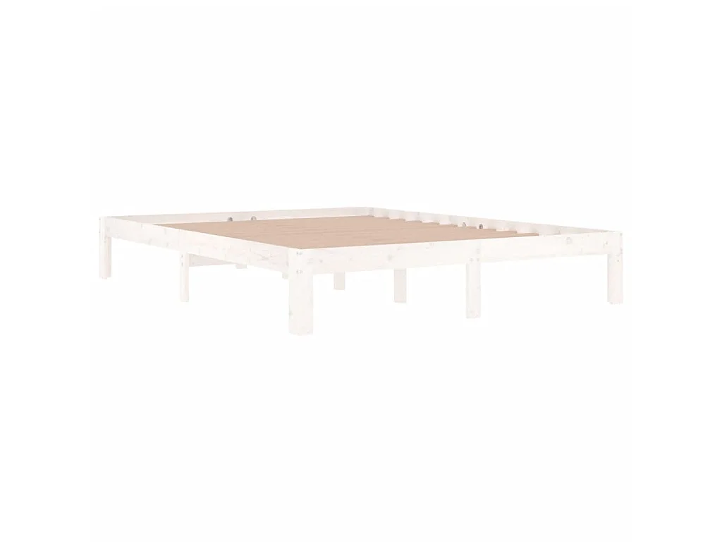 Lit-150x200 cm Blanc Bois massif Très grand EGGB68988