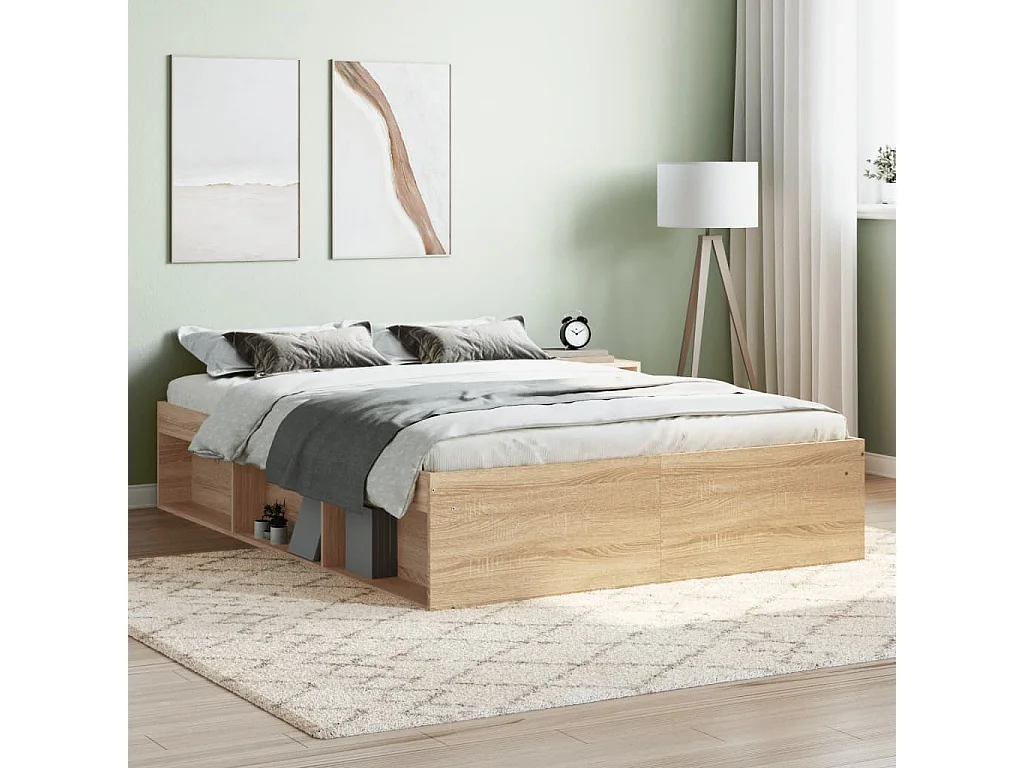 Lit-135x190 cm chêne sonoma double EGGB52545