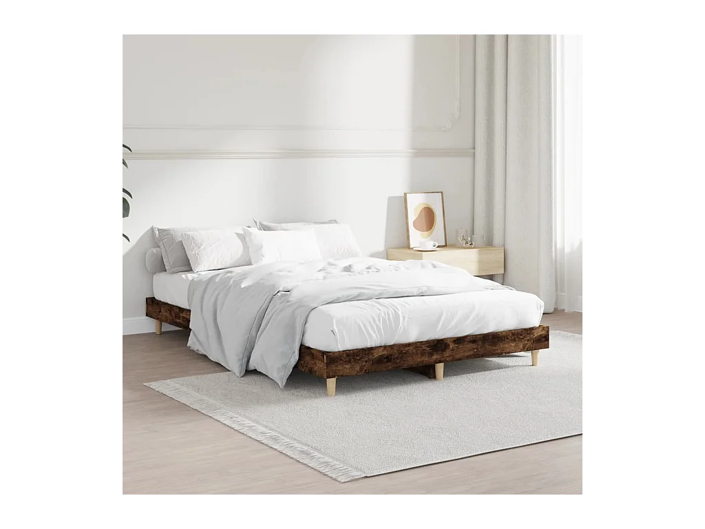 Cama 120x190 cm derivados de madeira carvalho fumado PT669079