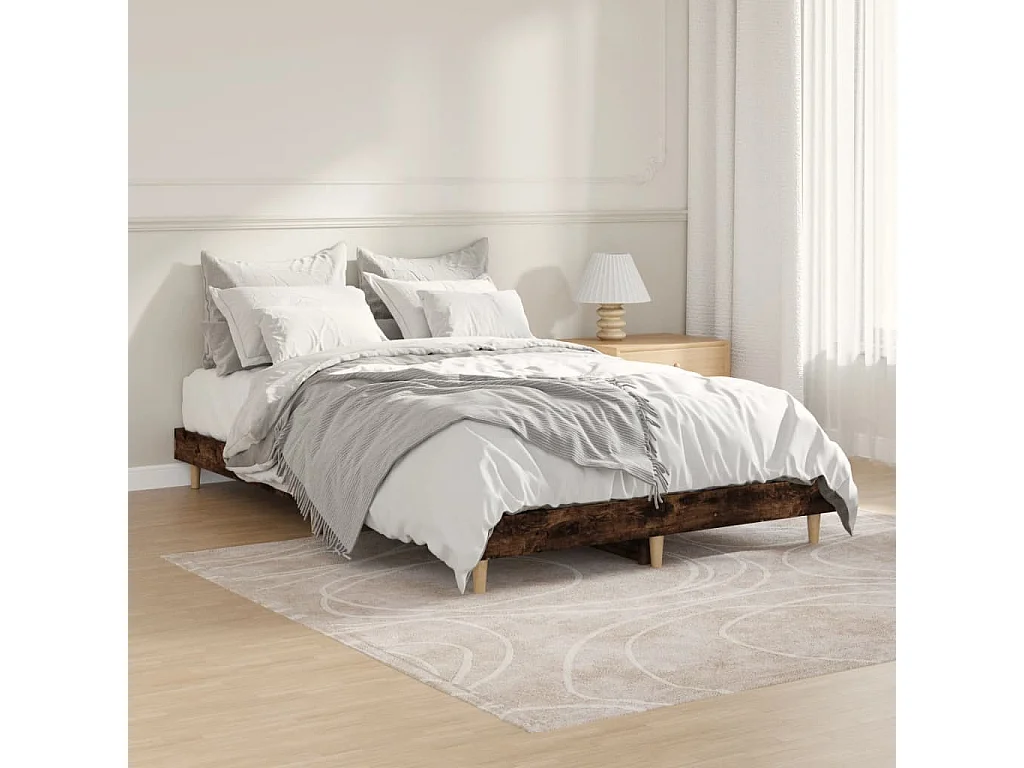 Cama 120x190 cm derivados de madeira carvalho fumado PT669079