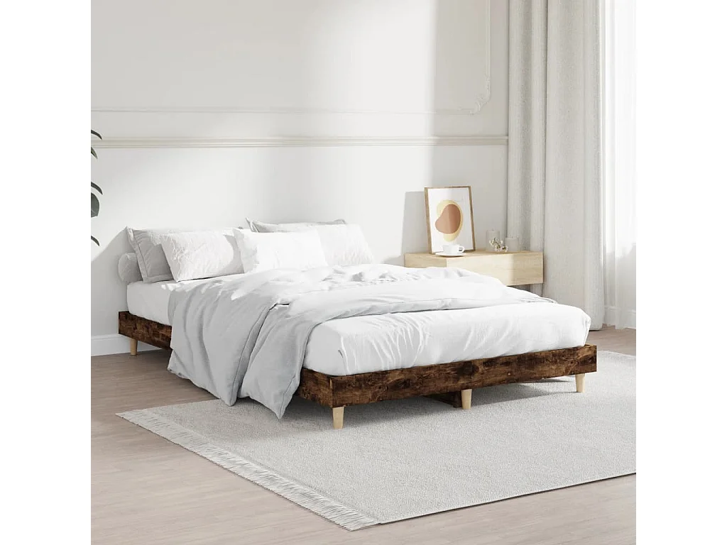 Cama 120x190 cm derivados de madeira carvalho fumado PT669079
