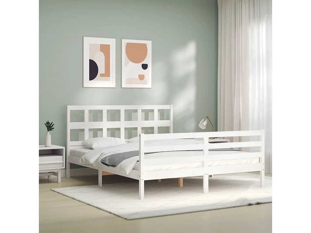 Cama de adulto com cabeceira 160x200 cm madeira maciça PT588510