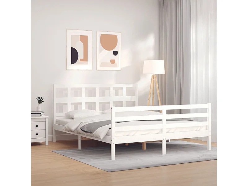 Cama de adulto com cabeceira 160x200 cm madeira maciça PT588510