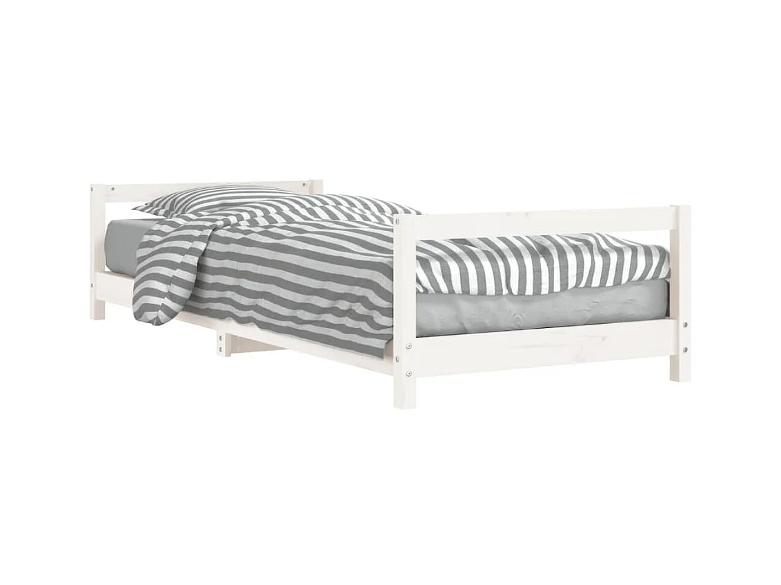 Cama 90x190 cm para niños madera de pino blanco ES50096