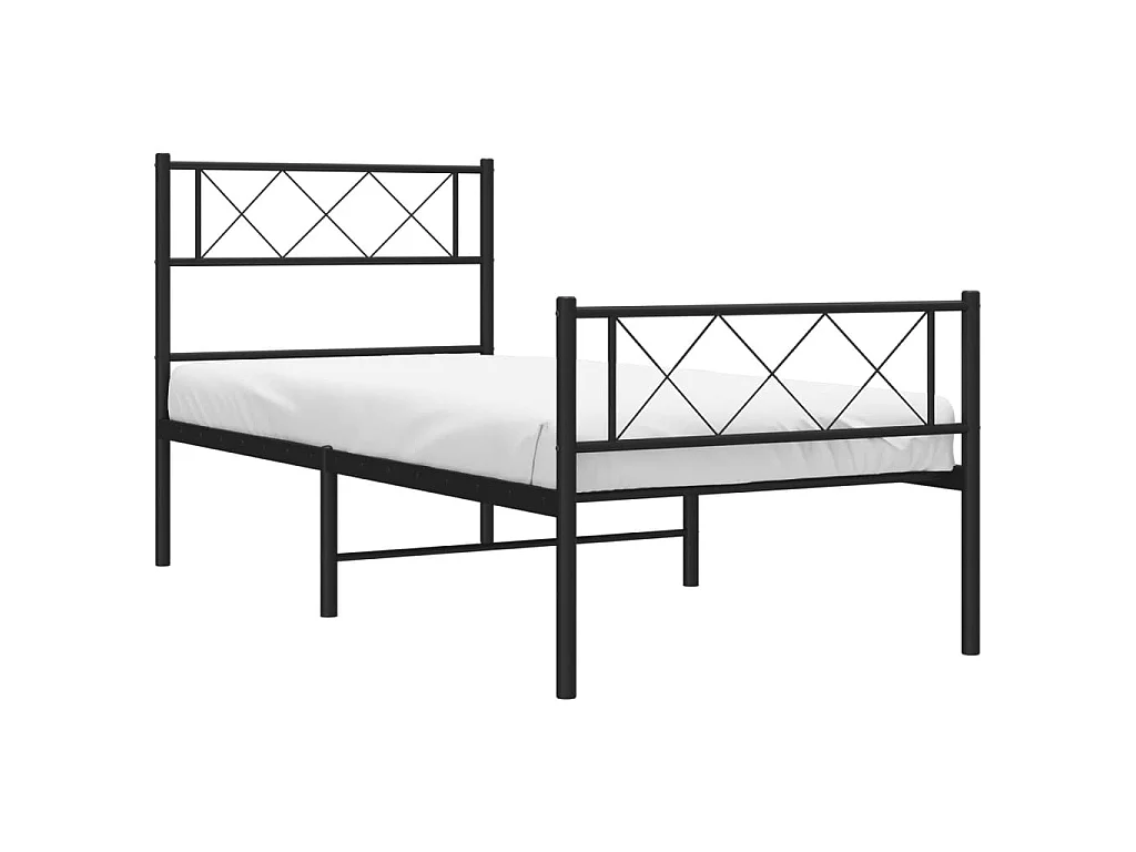 Cama com cabeceira e pés 75x190 cm metal preto PT917027