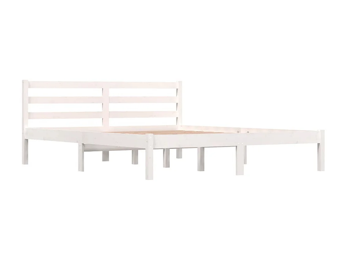 Cama king 150x200 cm pinho maciço branco PT646850
