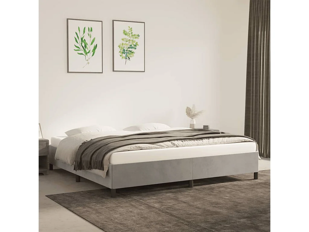 Lit-200x200 cm Gris clair Velours EGGB46137