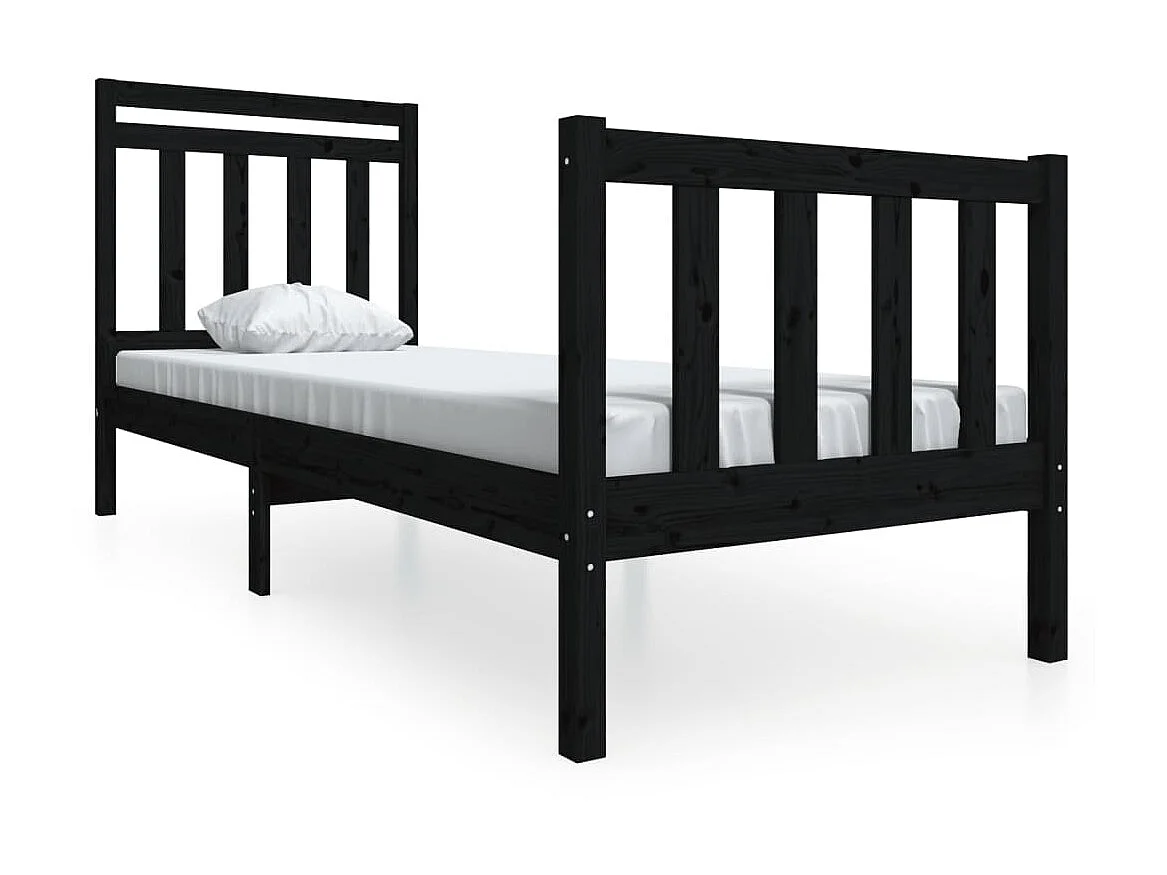 Bedframe massief hout zwart 75x190 cm NL69625