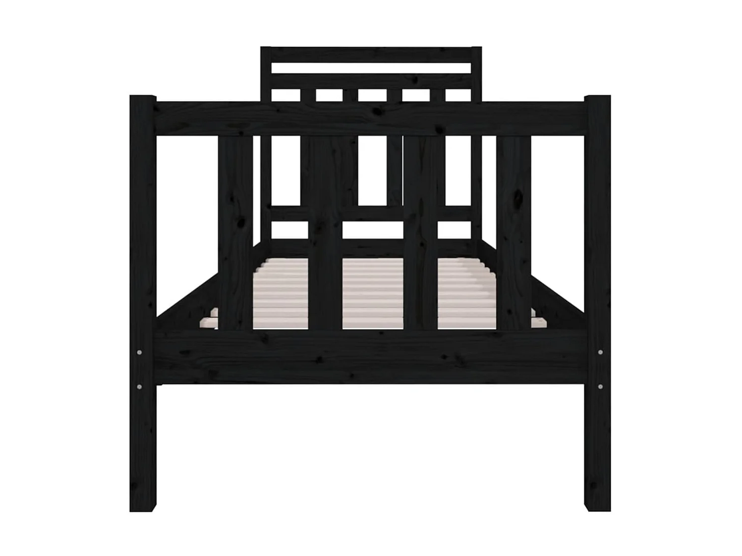 Lit-75x190 cm Noir Bois massif Petit simple EGGB38022