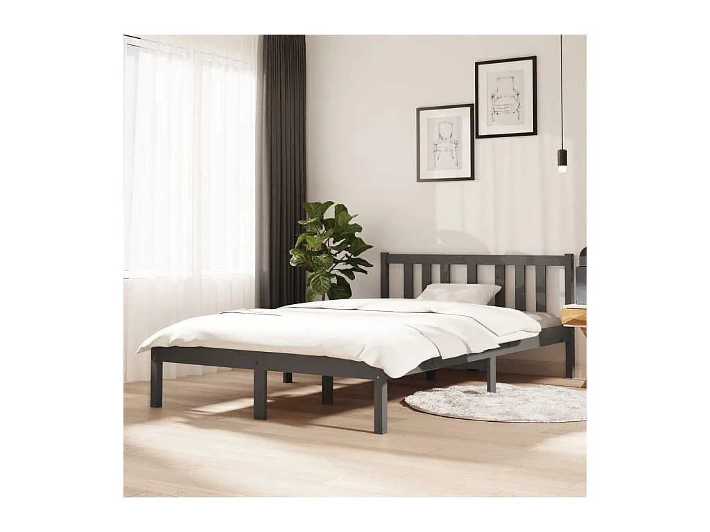 Lit-120x200 cm Gris Bois massif EGGB58257