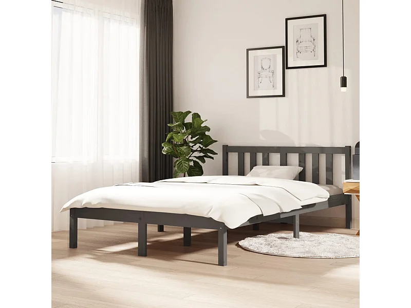 Bedframe massief hout grijs 120x200 cm NL19303