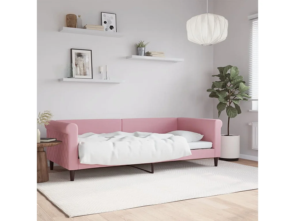 Sofá-cama 90x200 cm veludo rosa PT746045