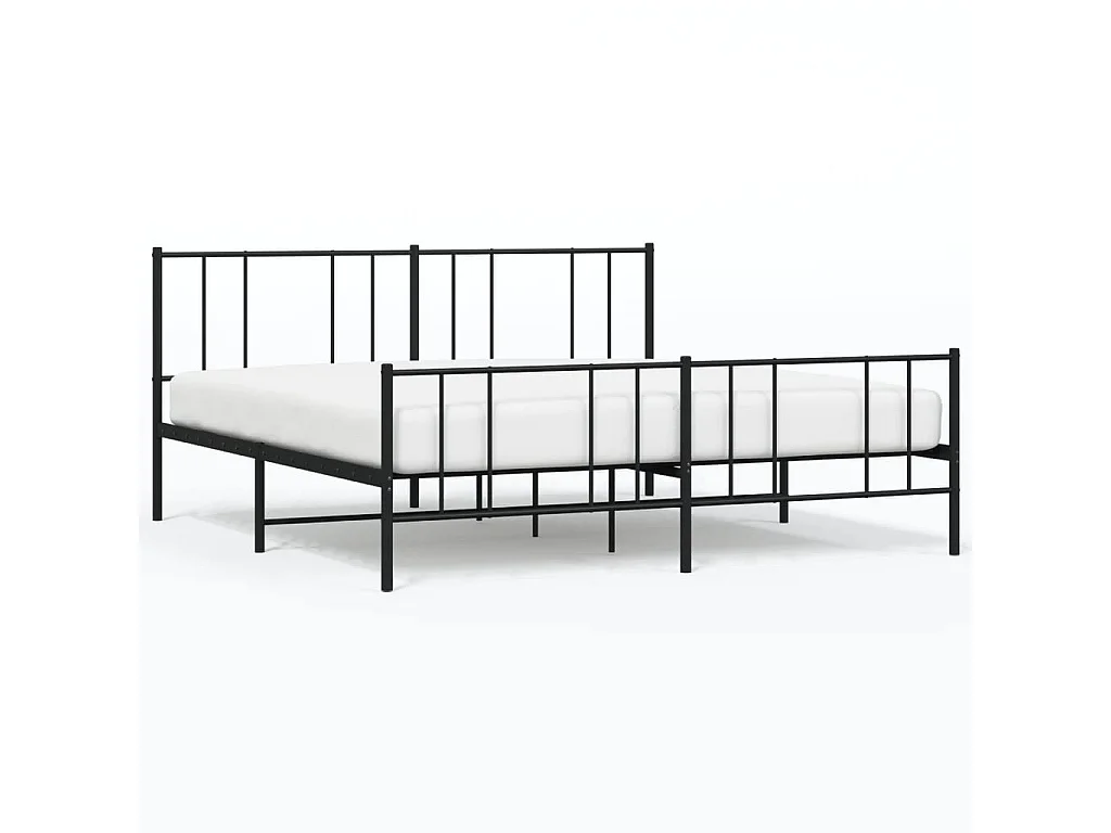 Cama com cabeceira e pés 193x203 cm metal preto PT457468