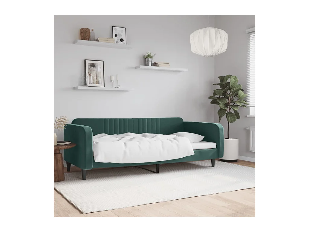 Lit-90x200 cm de repos vert foncé velours EGGB57663