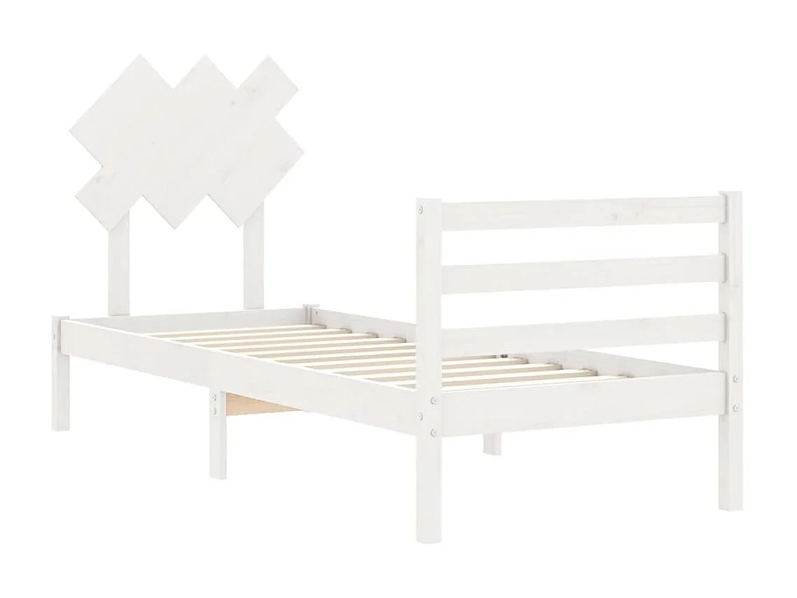 Cama de solteiro c/ cabeceira madeira maciça branco PT698963