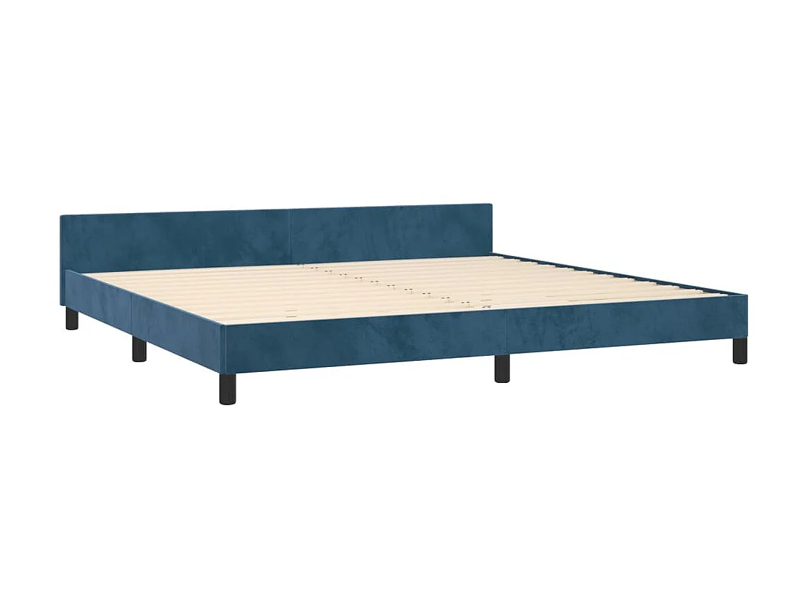Lit-200x200 cm avec tête de lit Bleu foncé Velours EGGB86439
