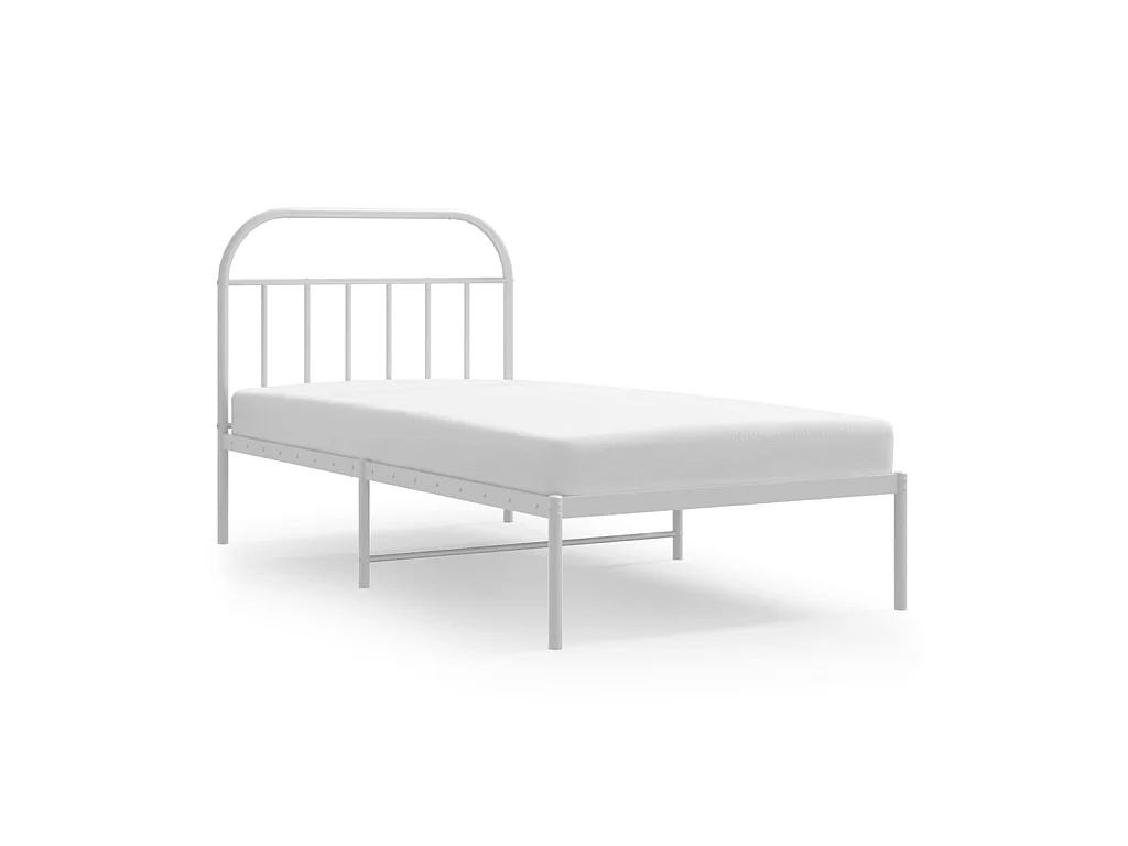 Lit-107x203 cm métal avec tête de lit blanc EGGB23621