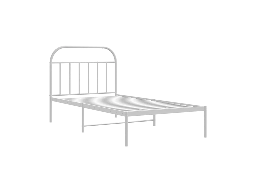 Lit-107x203 cm métal avec tête de lit blanc EGGB23621