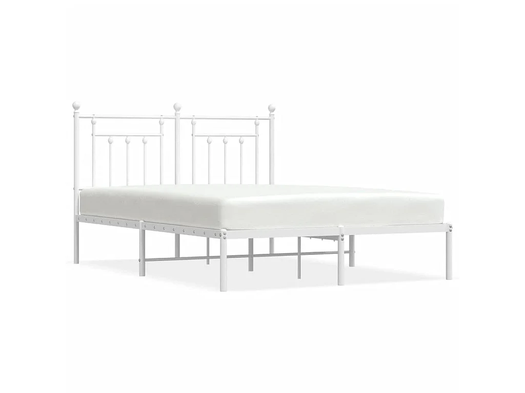 Cama 140x200 cm con cabecero metal blanca ES51822