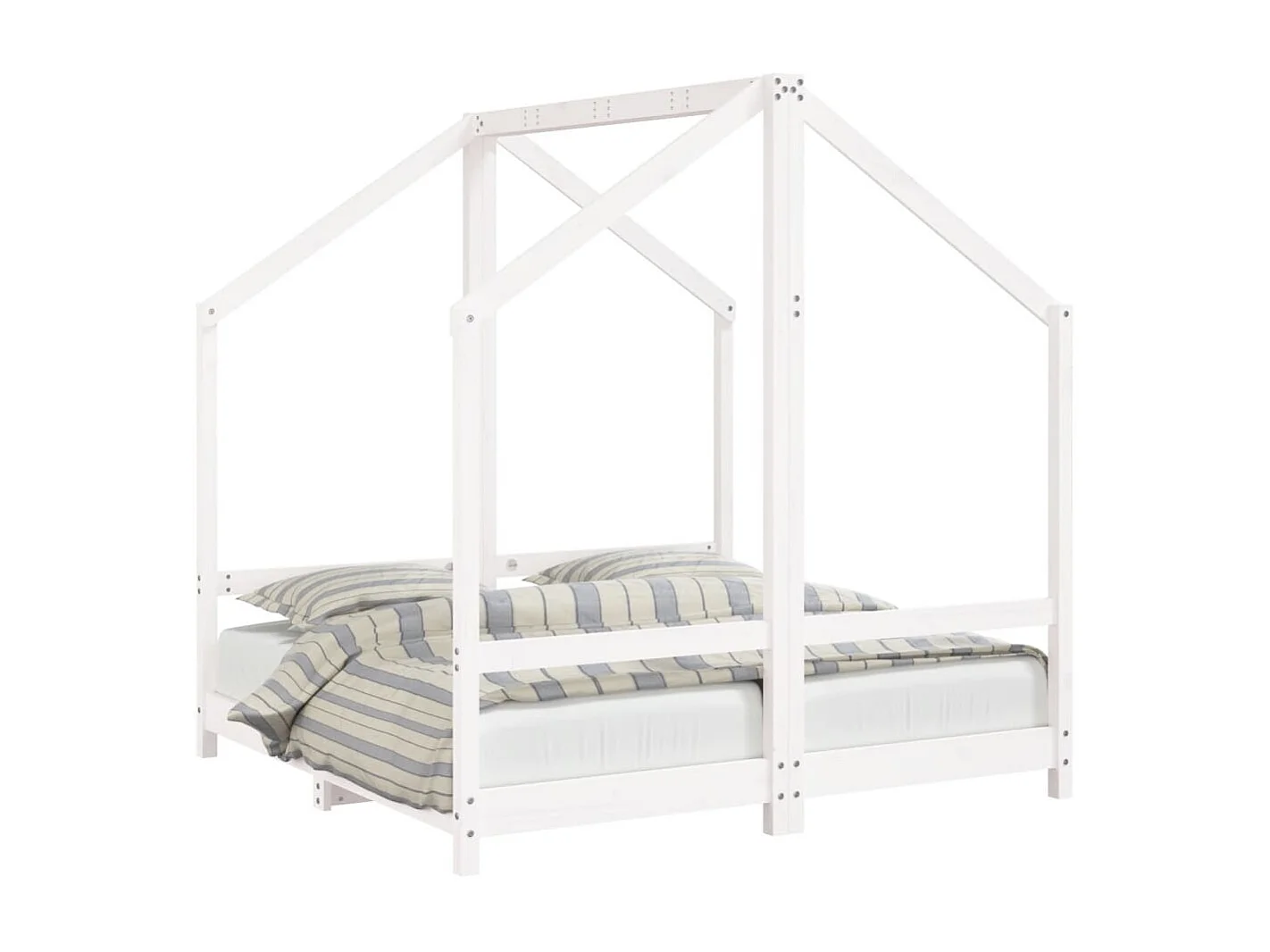 Lit-2x(70x140) cm pour enfant blanc bois de pin massif EGGB24403