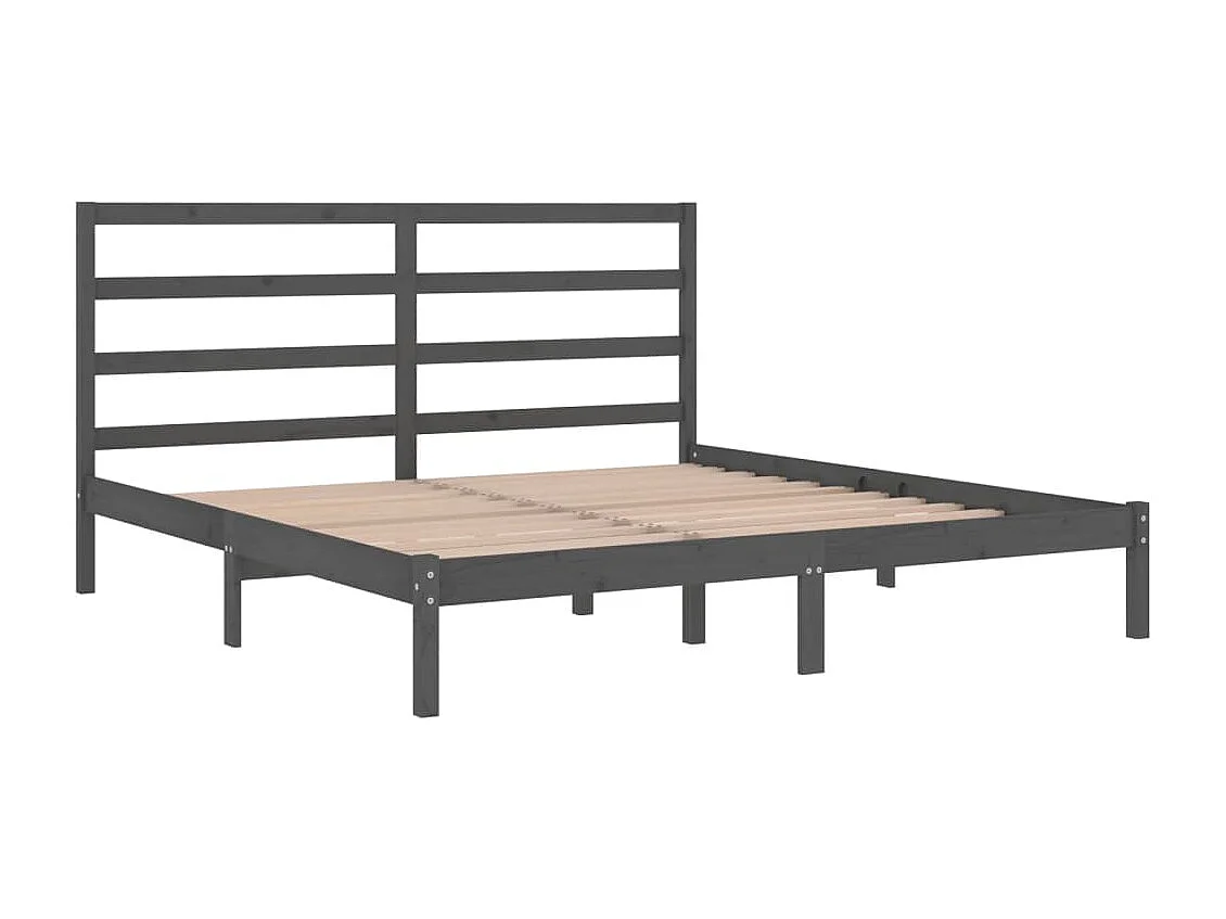 Lit-200x200 cm Gris Bois de pin massif EGGB97184