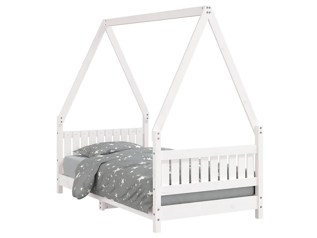 Cama 80x160 cm para niños madera de pino blanco ES60670