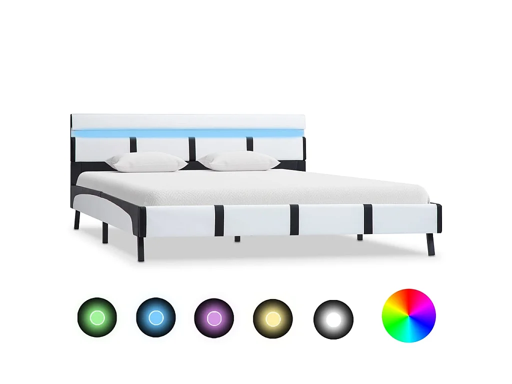 Lit-140x200 cm avec LED Blanc Similicuir EGGB21370