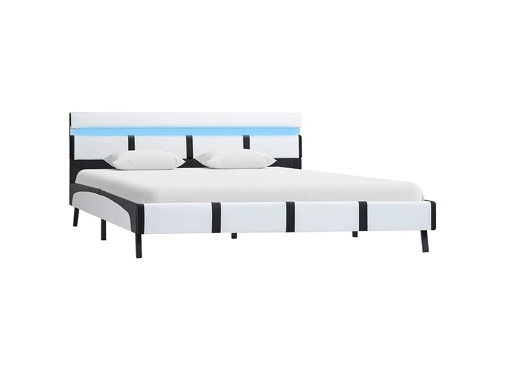 Lit-140x200 cm avec LED Blanc Similicuir EGGB21370