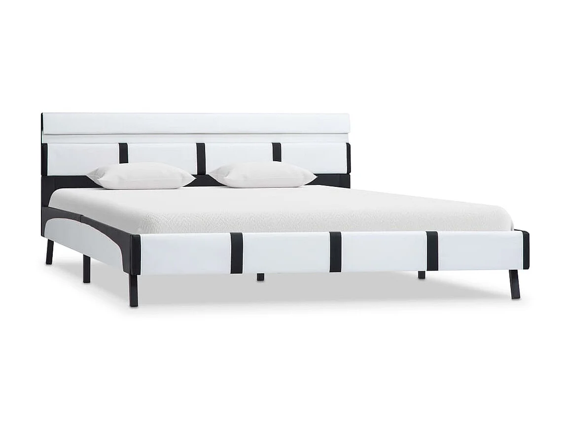 Lit-140x200 cm avec LED Blanc Similicuir EGGB21370