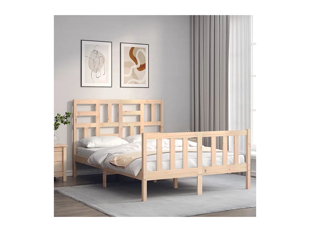 Lit-120x190 cm avec tête de lit petit double bois massif EGGB28008
