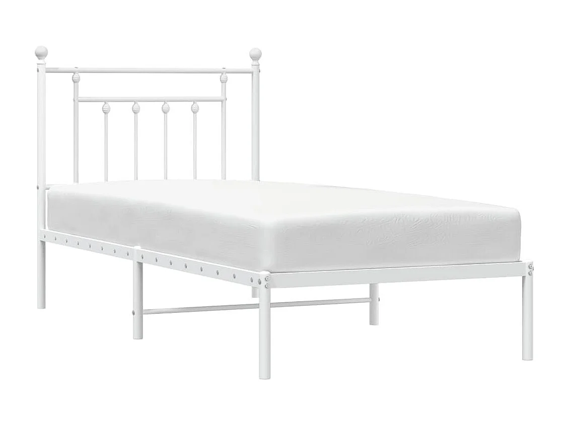 Bedframe met hoofdbord metaal wit 90x190 cm NL67060