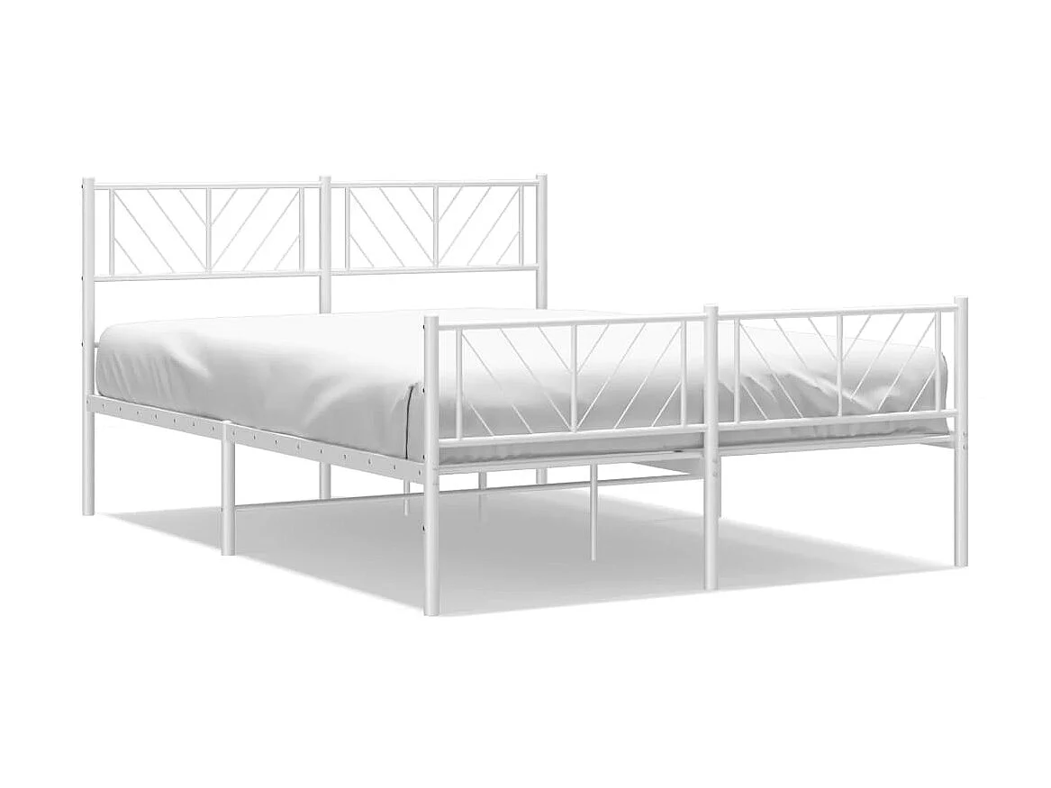 Lit-160x200 cm métal avec tête de lit/pied de lit blanc EGGB42495