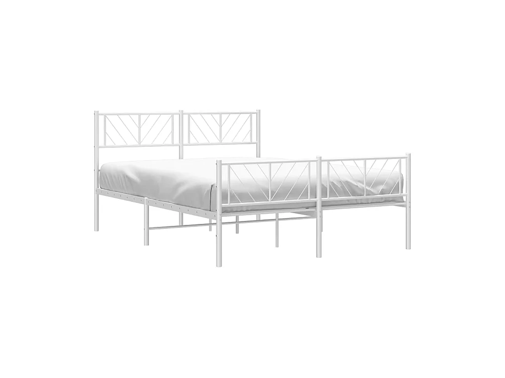 Lit-160x200 cm métal avec tête de lit/pied de lit blanc EGGB42495