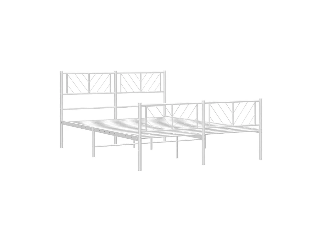 Lit-160x200 cm métal avec tête de lit/pied de lit blanc EGGB42495