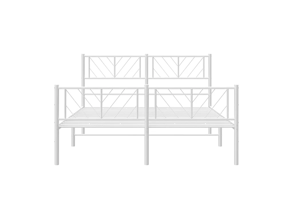 Lit-160x200 cm métal avec tête de lit/pied de lit blanc EGGB42495