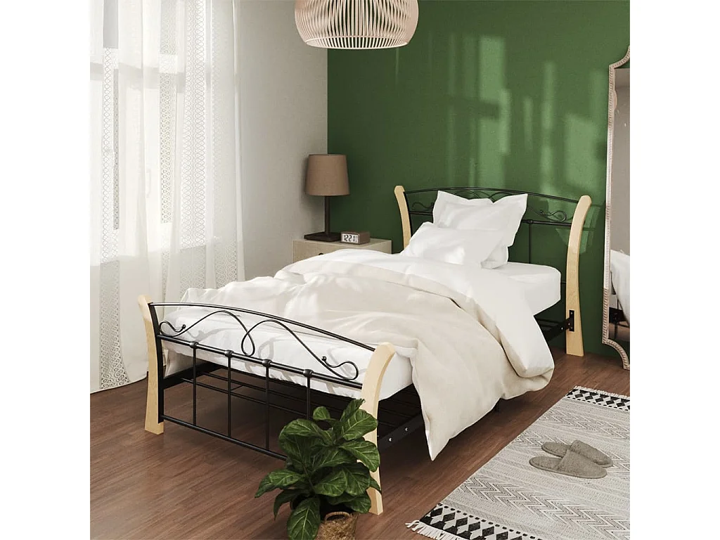 Cama 100x200 cm metal preto PT970905