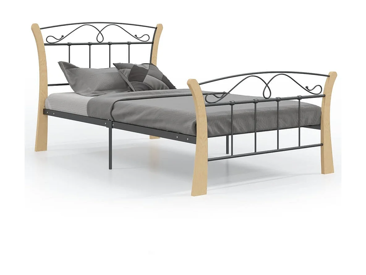 Cama 100x200 cm metal preto PT970905