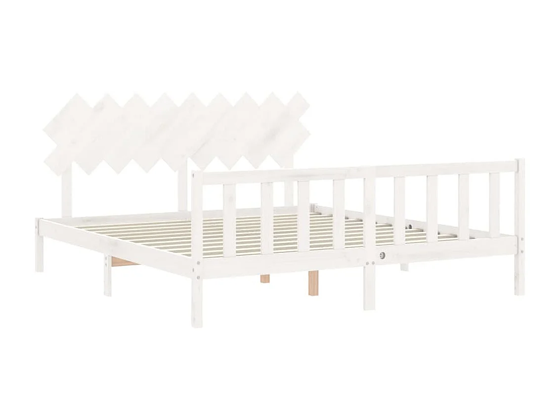 Lit-180x200 cm avec tête de lit blanc Super King bois massif EGGB36814