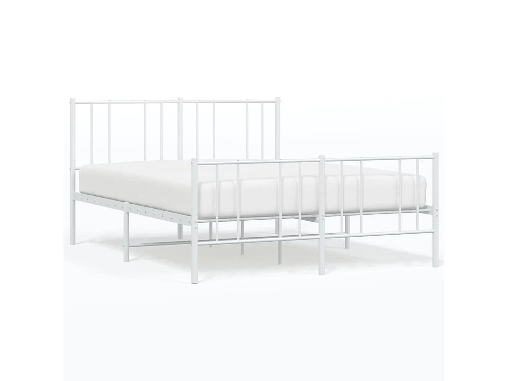 Cama com cabeceira e pés 140x190 cm metal branco PT950031