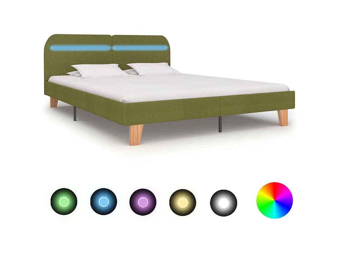 Lit-180x200 cm avec LED Vert Tissu EGGB64437