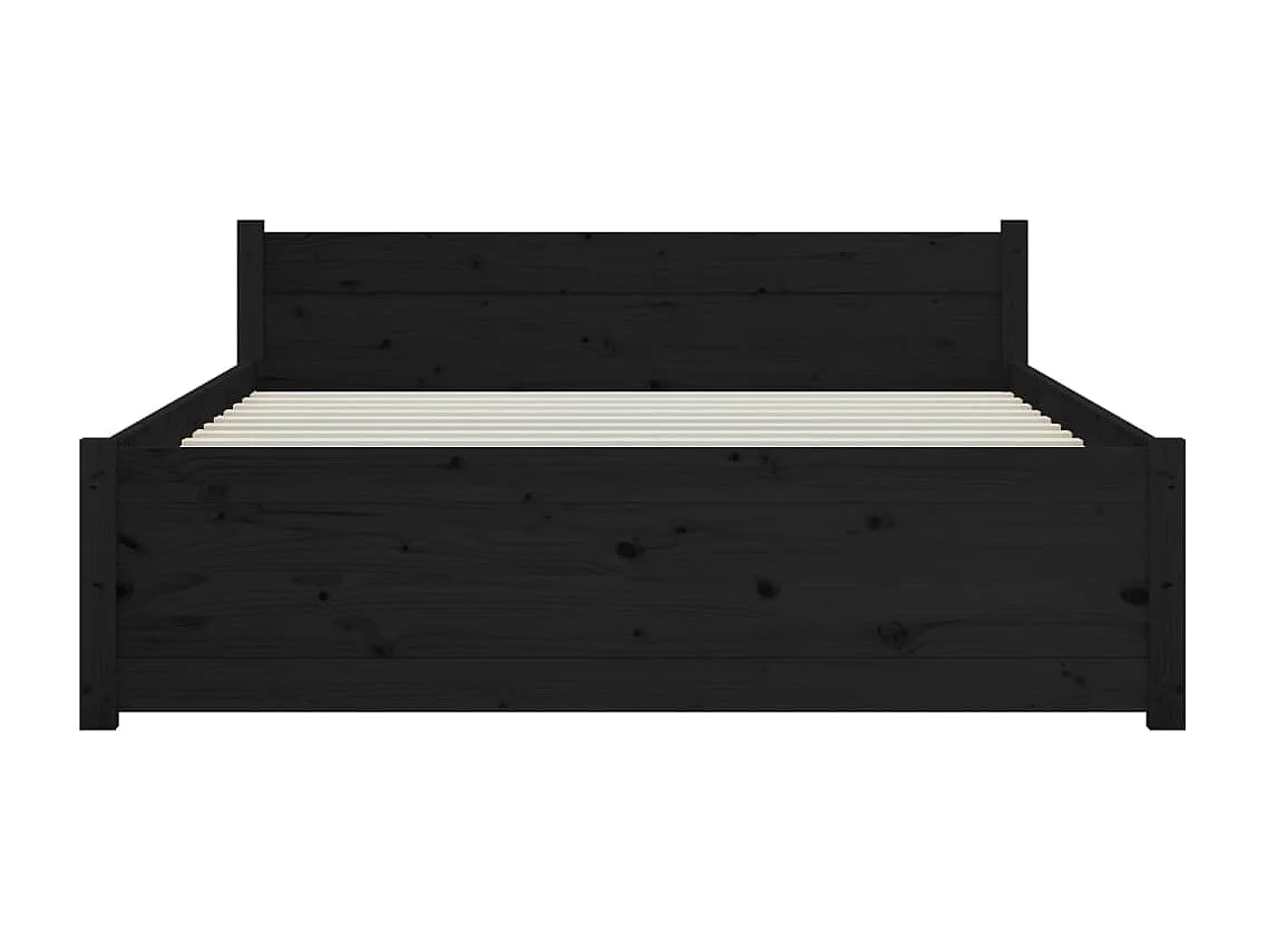 Bedframe massief hout zwart 135x190 cm NL28764