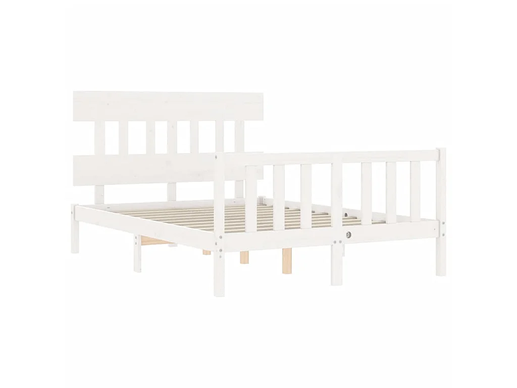 Lit-140x200 cm avec tête de lit blanc bois massif EGGB52054