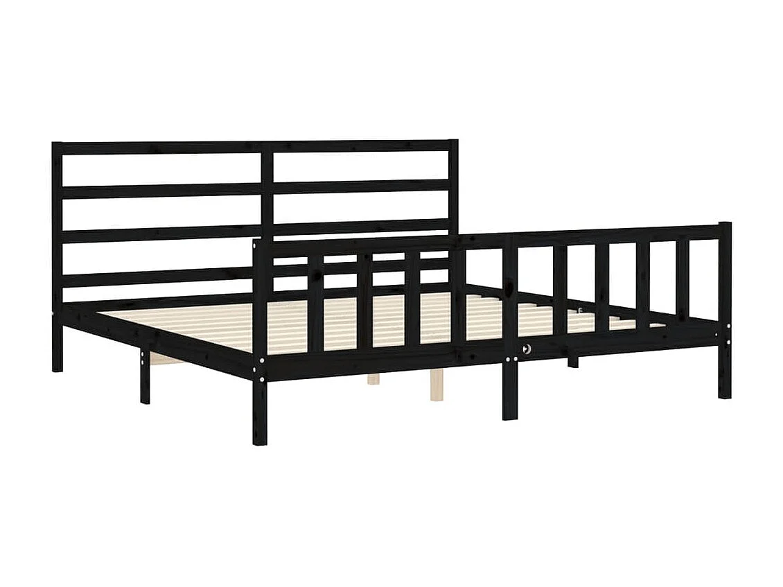 Cama com cabeceira 200x200 cm madeira maciça preto PT370979