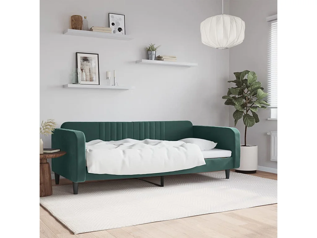 Cama 100x200 cm terciopelo verde oscuro ES87873