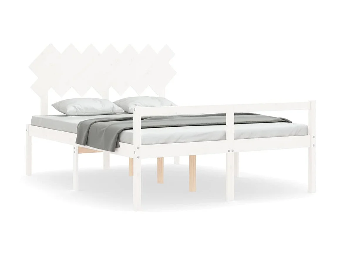 Lit-150x200 cm pour personne âgée et tête de lit très grand bois massif EGGB22264