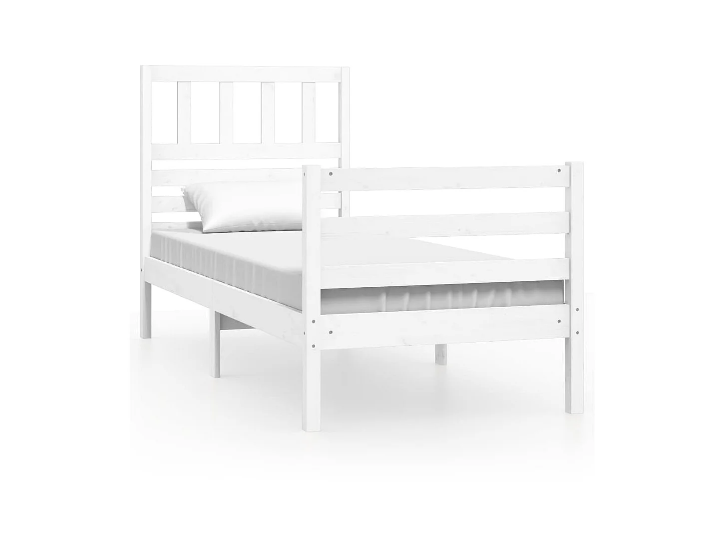 Lit-75x190 cm Blanc Bois massif Petit simple EGGB60984