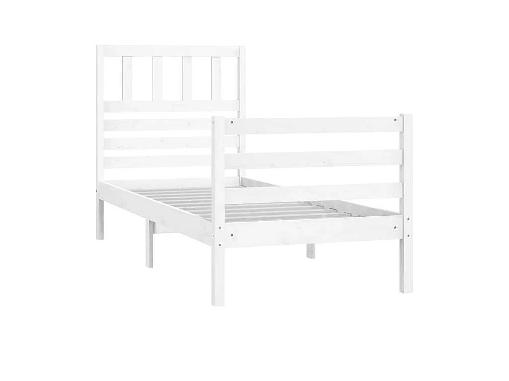 Lit-75x190 cm Blanc Bois massif Petit simple EGGB60984